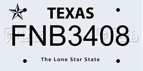 FNB3408 Texas License Plate