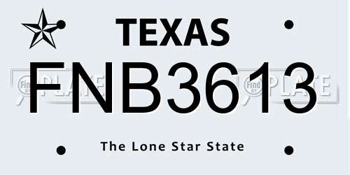 FNB3613 Texas License Plate