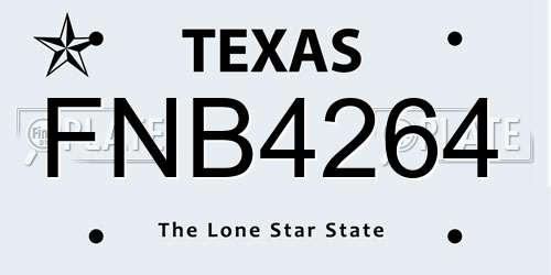 FNB4264 Texas License Plate