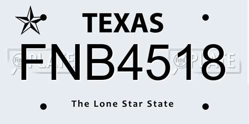 FNB4518 Texas License Plate
