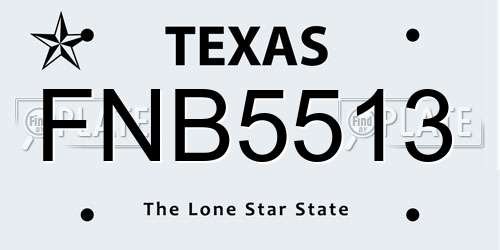 FNB5513 Texas License Plate