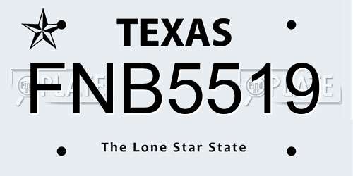 FNB5519 Texas License Plate