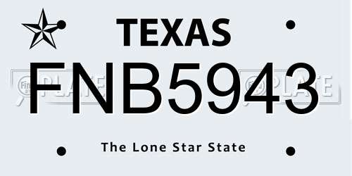 FNB5943 Texas License Plate