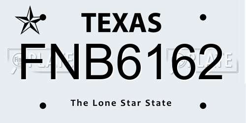 FNB6162 Texas License Plate