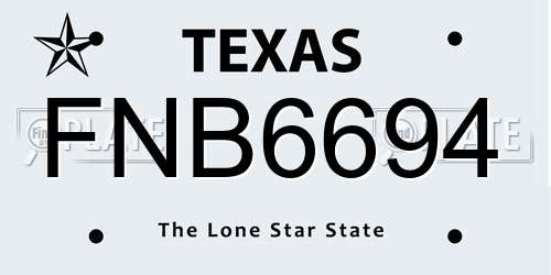 FNB6694 Texas License Plate