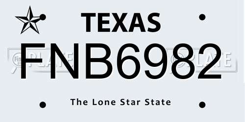 FNB6982 Texas License Plate