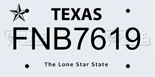 FNB7619 Texas License Plate