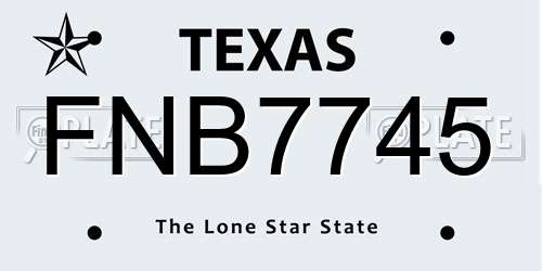 FNB7745 Texas License Plate