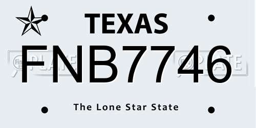 FNB7746 Texas License Plate