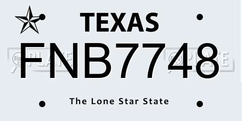 FNB7748 Texas License Plate