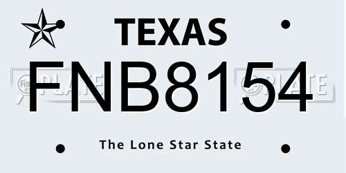 FNB8154 Texas License Plate