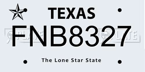 FNB8327 Texas License Plate