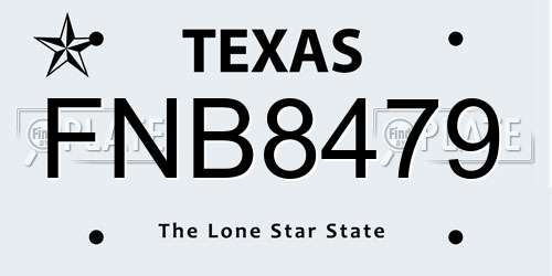 FNB8479 Texas License Plate