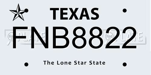 FNB8822 Texas License Plate