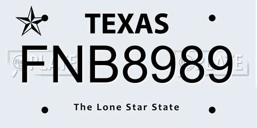 FNB8989 Texas License Plate