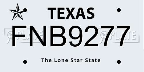 FNB9277 Texas License Plate