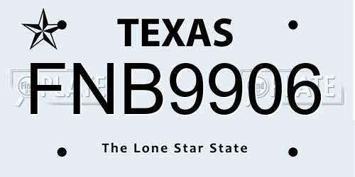 FNB9906 Texas License Plate