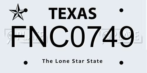 FNC0749 Texas License Plate