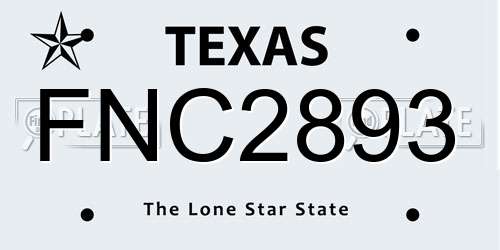 FNC2893 Texas License Plate