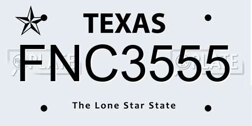 FNC3555 Texas License Plate