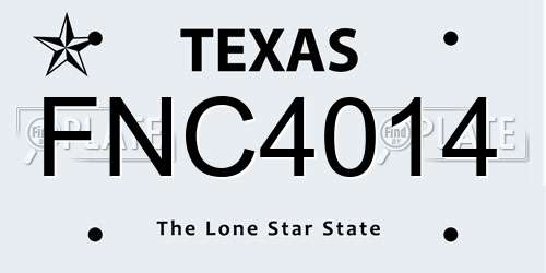 FNC4014 Texas License Plate
