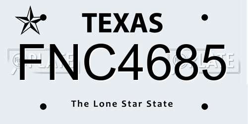 FNC4685 Texas License Plate