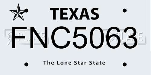FNC5063 Texas License Plate