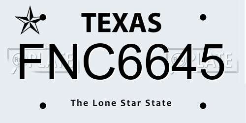 FNC6645 Texas License Plate