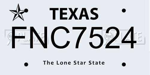 FNC7524 Texas License Plate