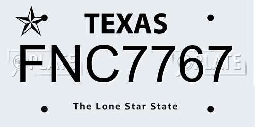 FNC7767 Texas License Plate