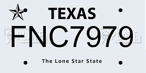 FNC7979 Texas License Plate