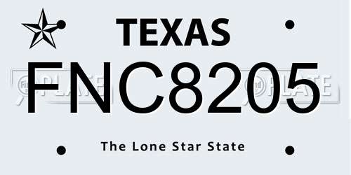FNC8205 Texas License Plate