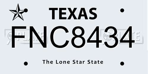 FNC8434 Texas License Plate