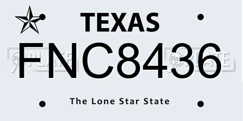 FNC8436 Texas License Plate