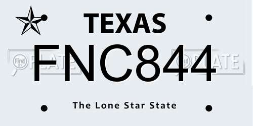FNC844 Texas License Plate