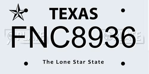 FNC8936 Texas License Plate