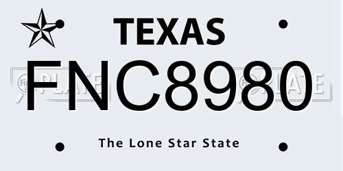 FNC8980 Texas License Plate