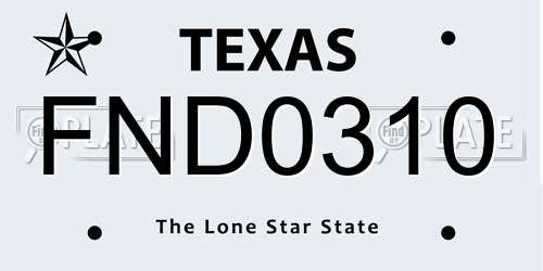 FND0310 Texas License Plate