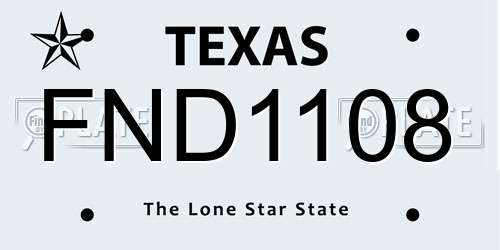 FND1108 Texas License Plate