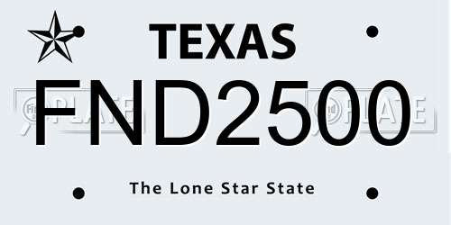 FND2500 Texas License Plate