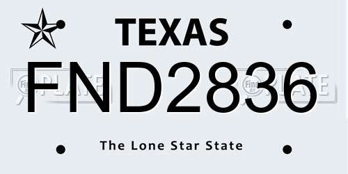 FND2836 Texas License Plate