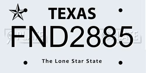 FND2885 Texas License Plate