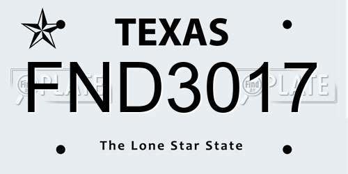 FND3017 Texas License Plate