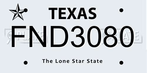 FND3080 Texas License Plate