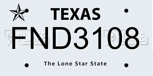 FND3108 Texas License Plate