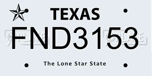 FND3153 Texas License Plate