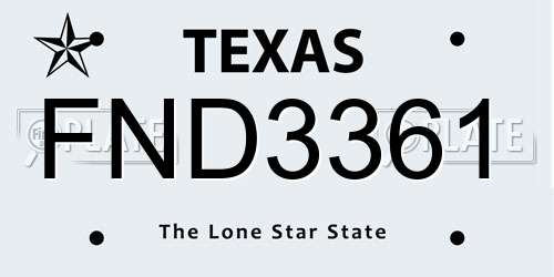 FND3361 Texas License Plate