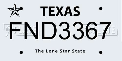 FND3367 Texas License Plate