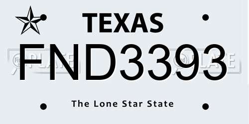 FND3393 Texas License Plate