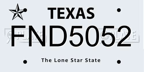 FND5052 Texas License Plate